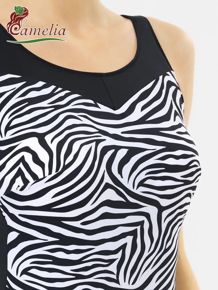 Купальник ортопедический после мастэктомии слитный 2283 черный/белый узор