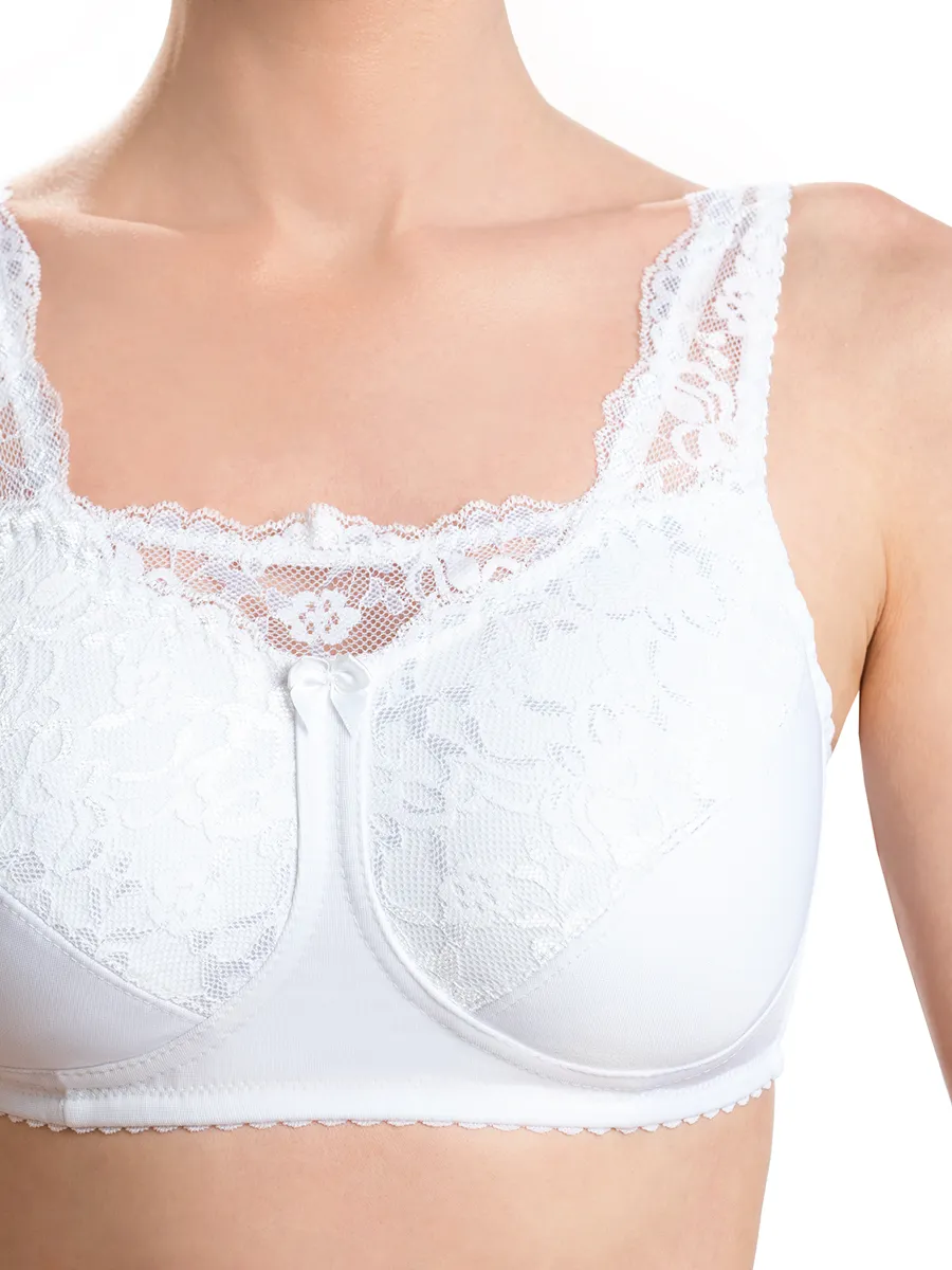 Бюстгальтер после мастэктомии с кармашками послеоперационный белый