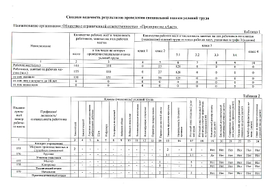 Сводная ведомость результатов проведения специальной оценки условий труда 04.12.2025